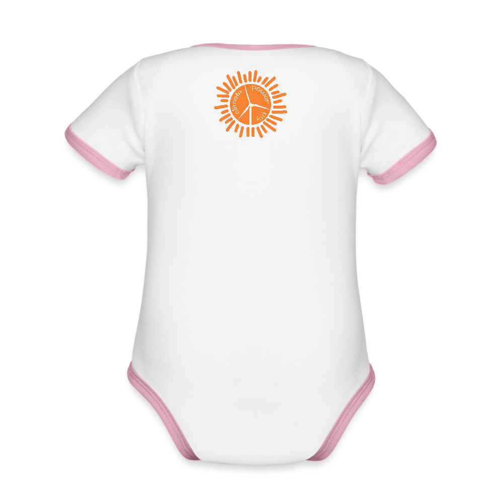 Wind Organic Contrast Short Sleeve Baby Bodysuit - white/pink