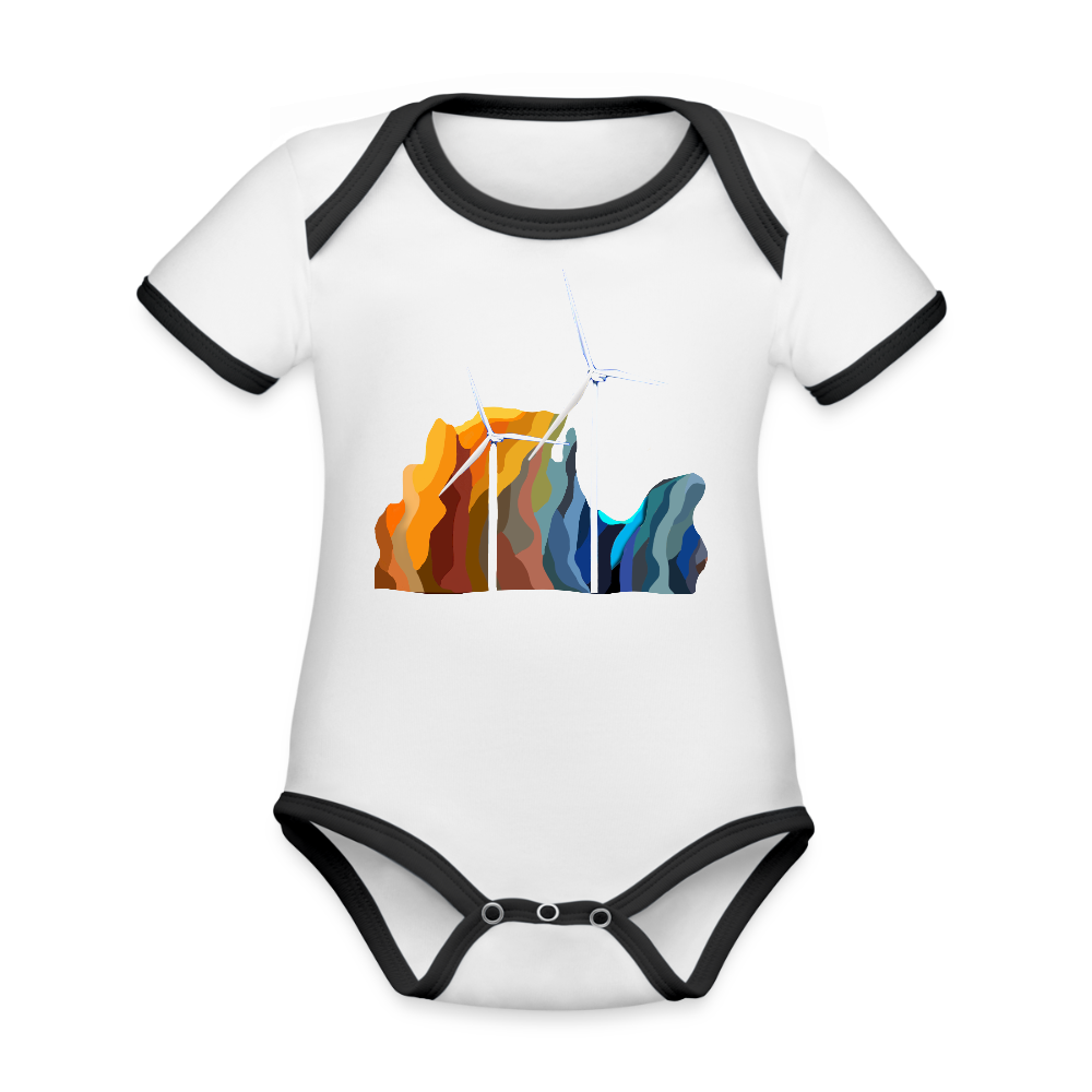 Wind Organic Contrast Short Sleeve Baby Bodysuit - white/black