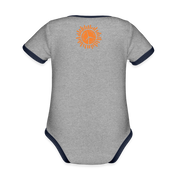 Wind Organic Contrast Short Sleeve Baby Bodysuit - heather gray/navy
