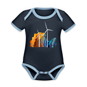 Wind Organic Contrast Short Sleeve Baby Bodysuit - navy/sky