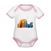 Wind Organic Contrast Short Sleeve Baby Bodysuit - white/pink