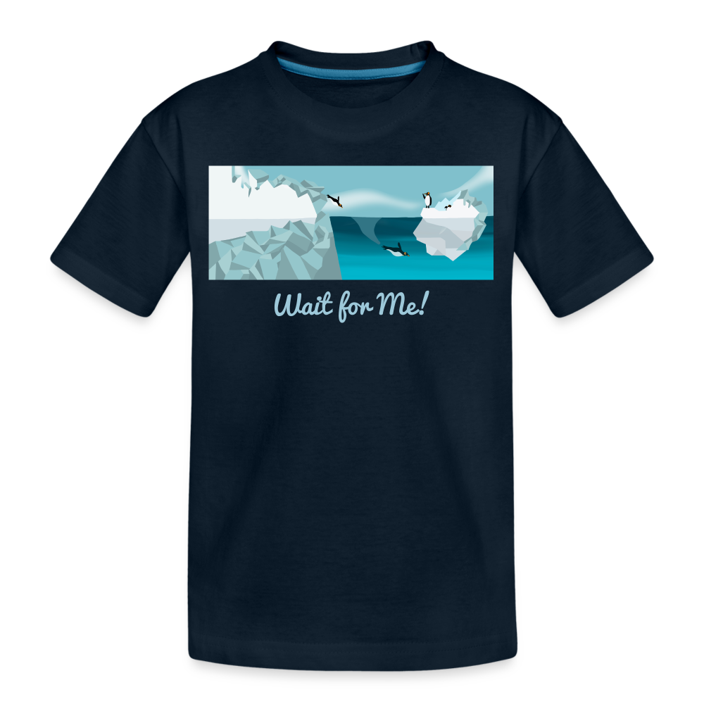 Penguin Swimming Toddler Premium Organic T-Shirt - deep navy