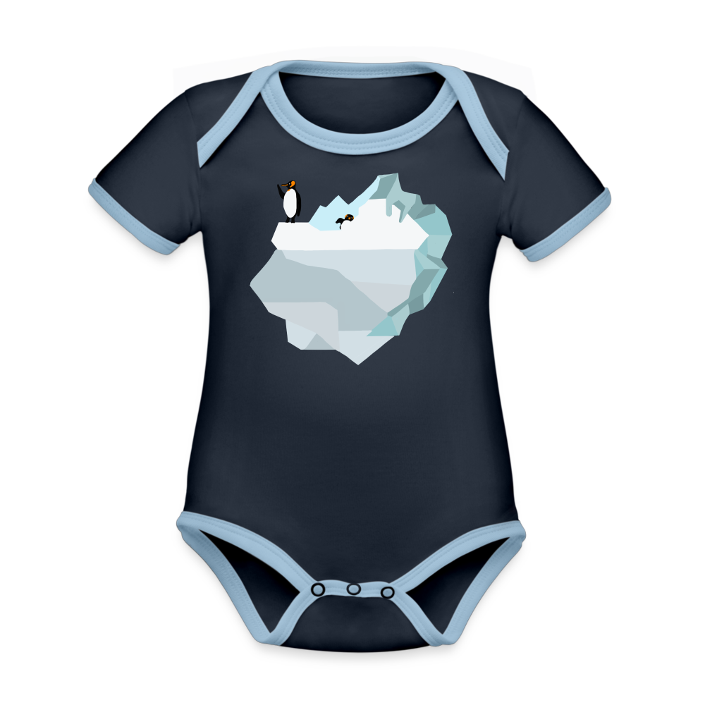 CPK Organic Contrast Short Sleeve Baby Bodysuit - navy/sky