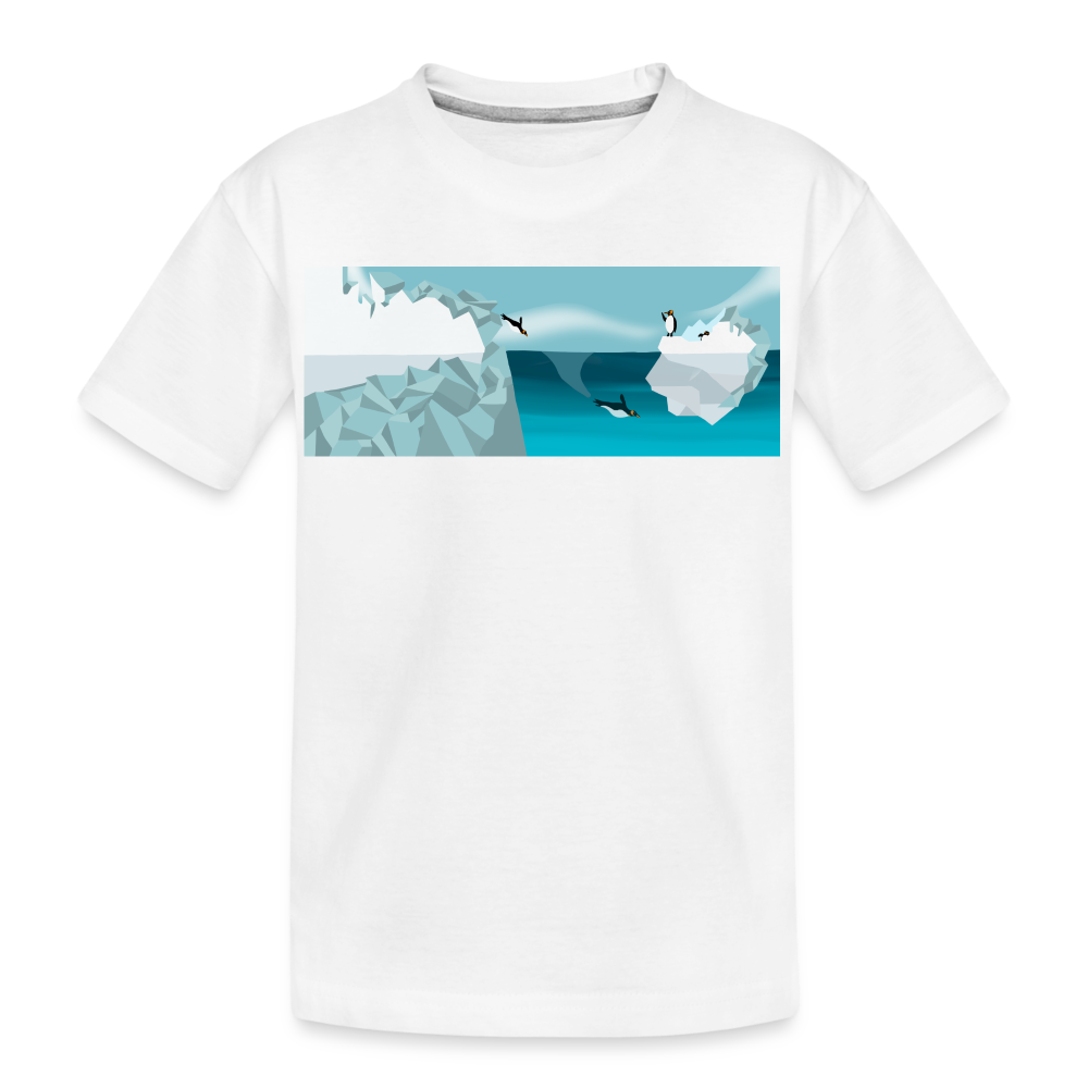 Penguin Swimming Kid’s Premium Organic T-Shirt - white