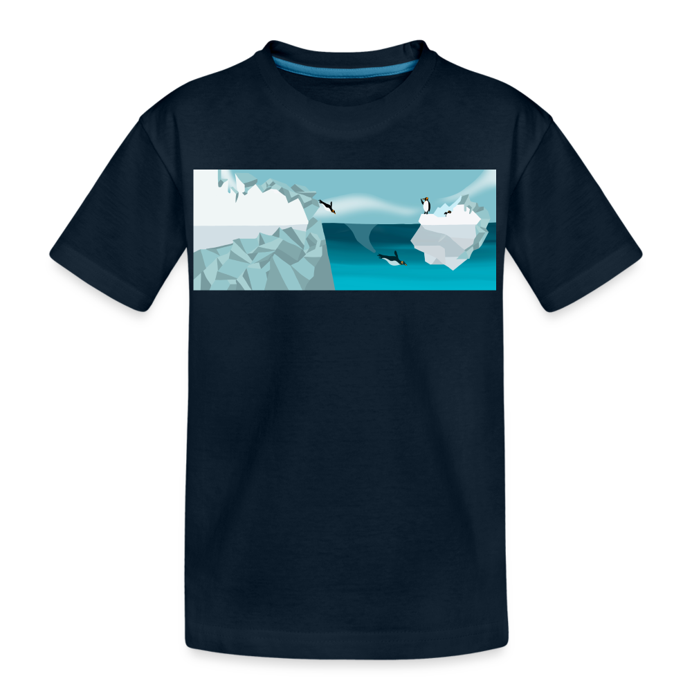 Penguin Swimming Kid’s Premium Organic T-Shirt - deep navy