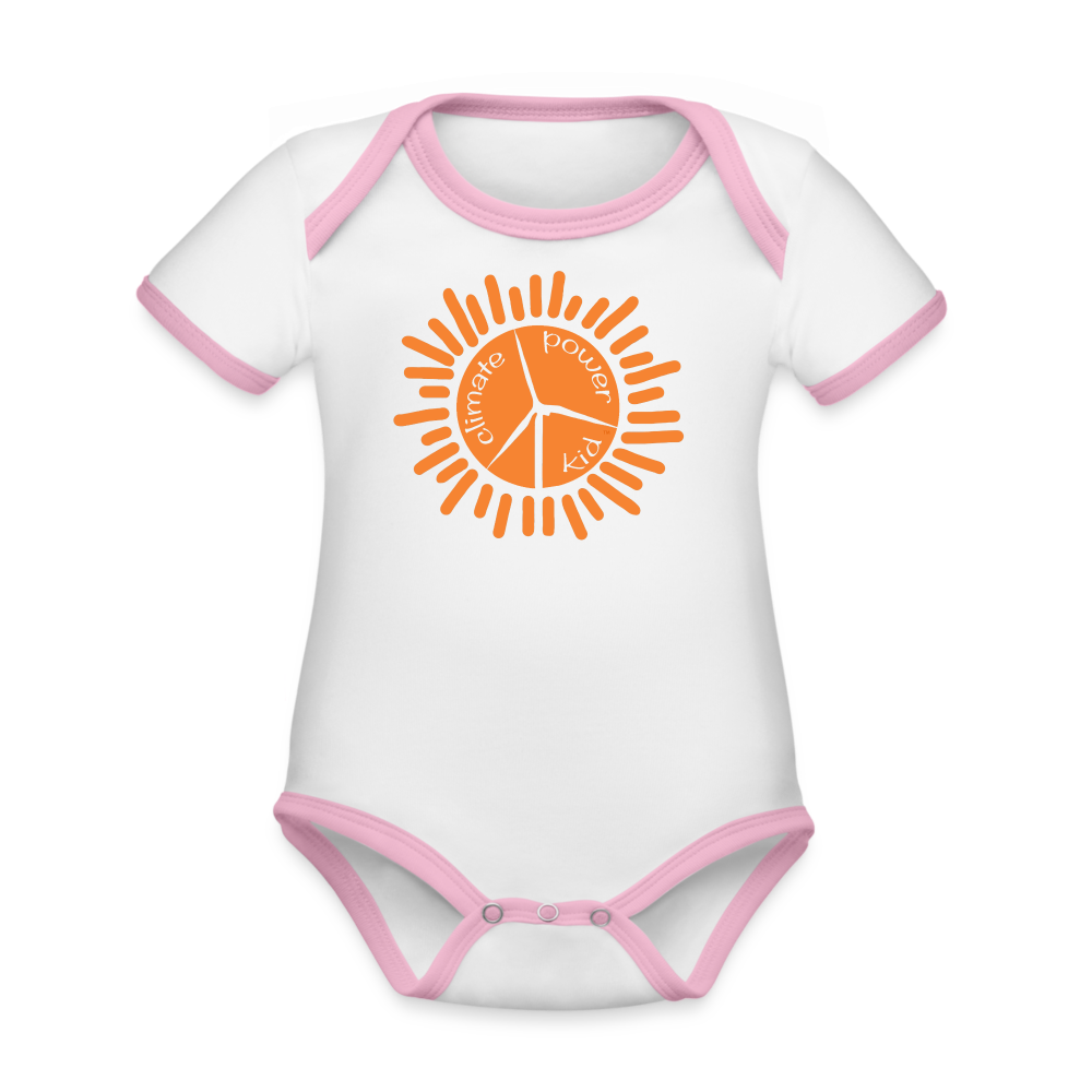 CPK Organic Contrast Short Sleeve Baby Bodysuit - white/pink