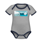 CPK Iceberg Organic Contrast Short Sleeve Baby Bodysuit - heather gray/navy