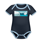 CPK Iceberg Organic Contrast Short Sleeve Baby Bodysuit - navy/sky