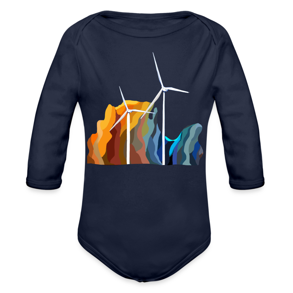 CPK Wind Organic Long Sleeve Baby Bodysuit - dark navy