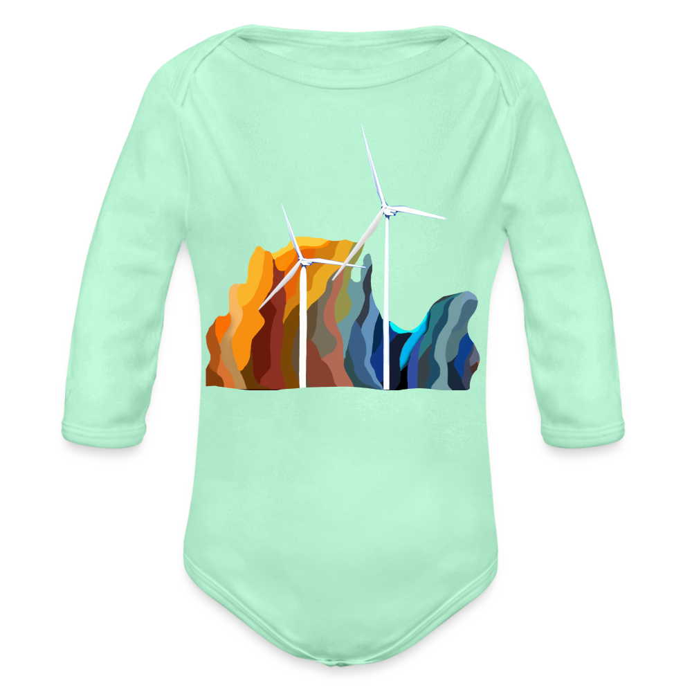 CPK Wind Organic Long Sleeve Baby Bodysuit - light mint