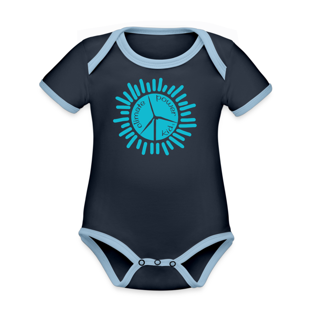 CPK Organic Contrast Short Sleeve Baby Bodysuit - navy/sky