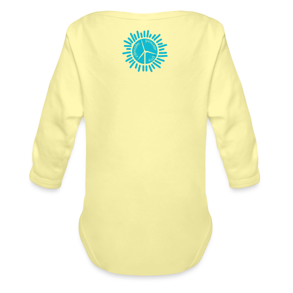 CPK Rhino Organic Long Sleeve Baby Bodysuit - washed yellow