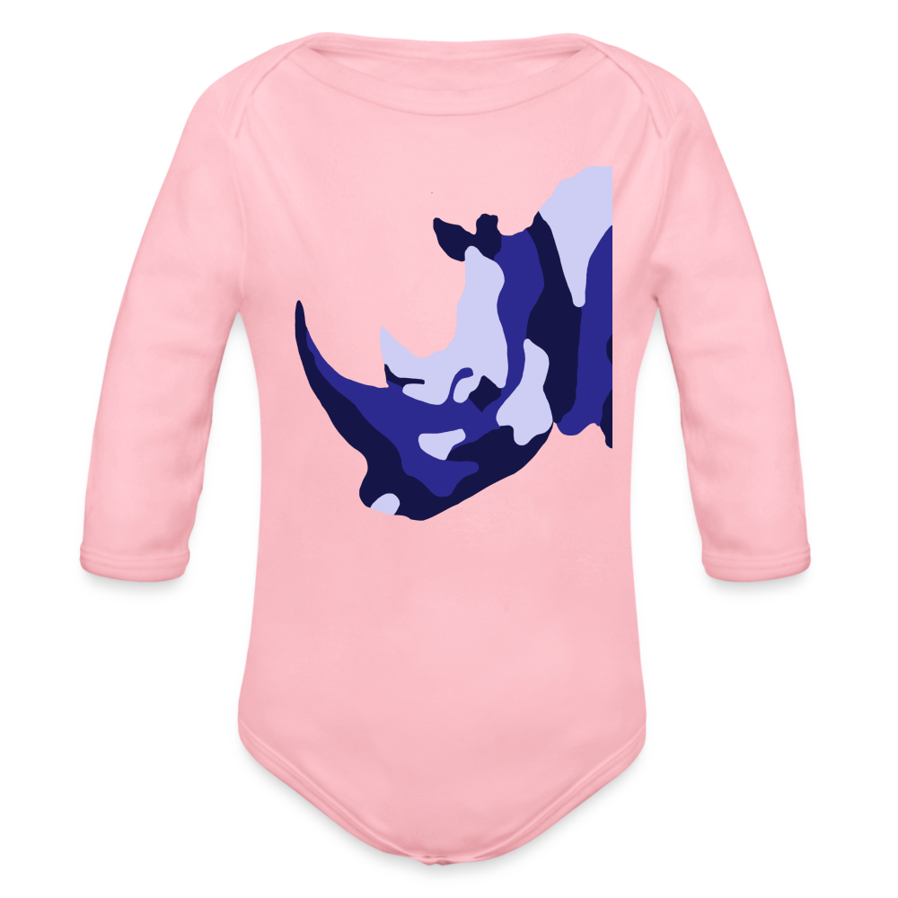 CPK Rhino Organic Long Sleeve Baby Bodysuit - light pink