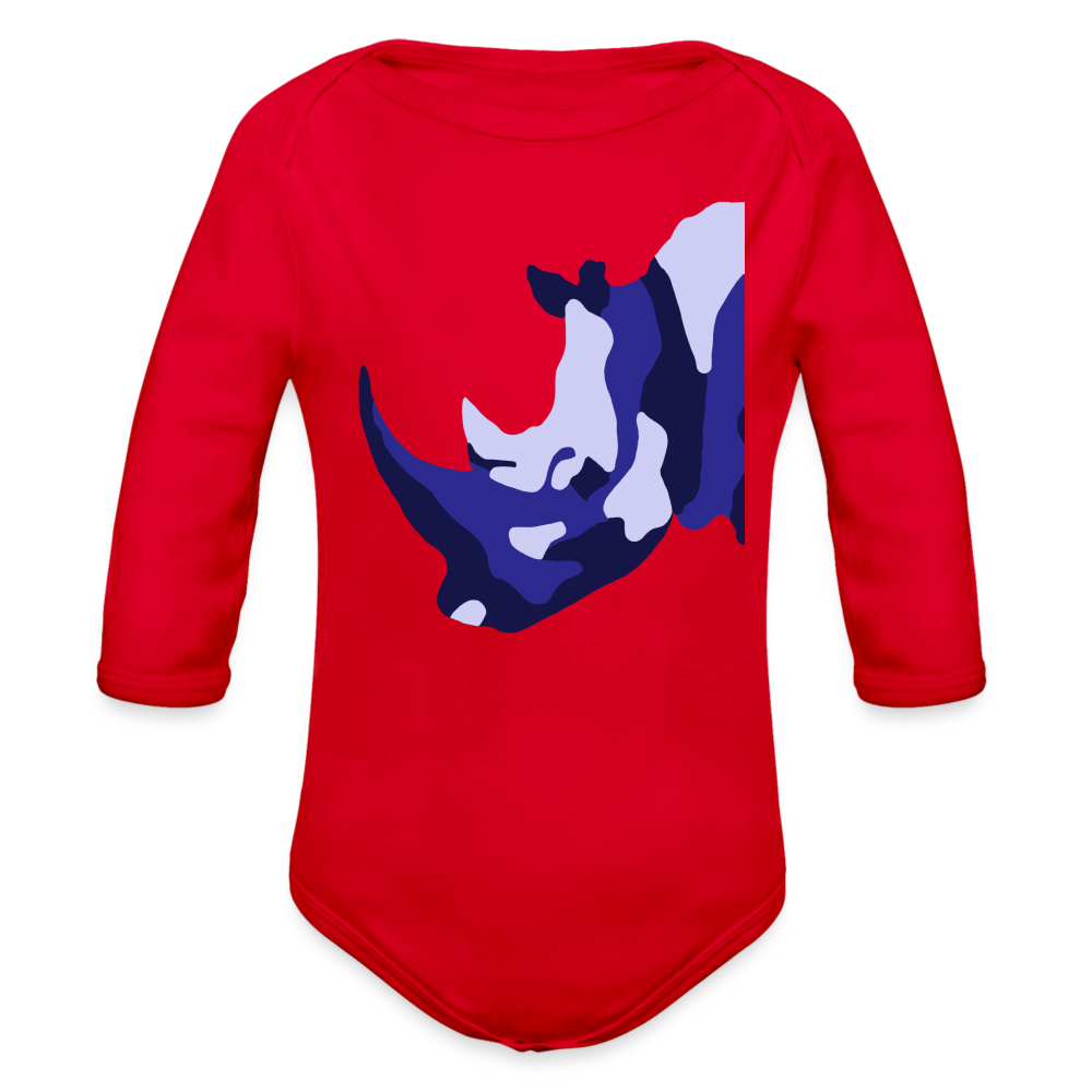 CPK Rhino Organic Long Sleeve Baby Bodysuit - red