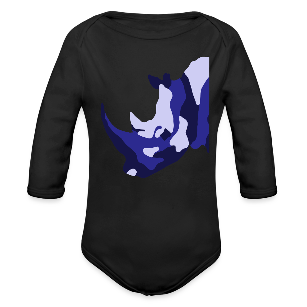CPK Rhino Organic Long Sleeve Baby Bodysuit - black