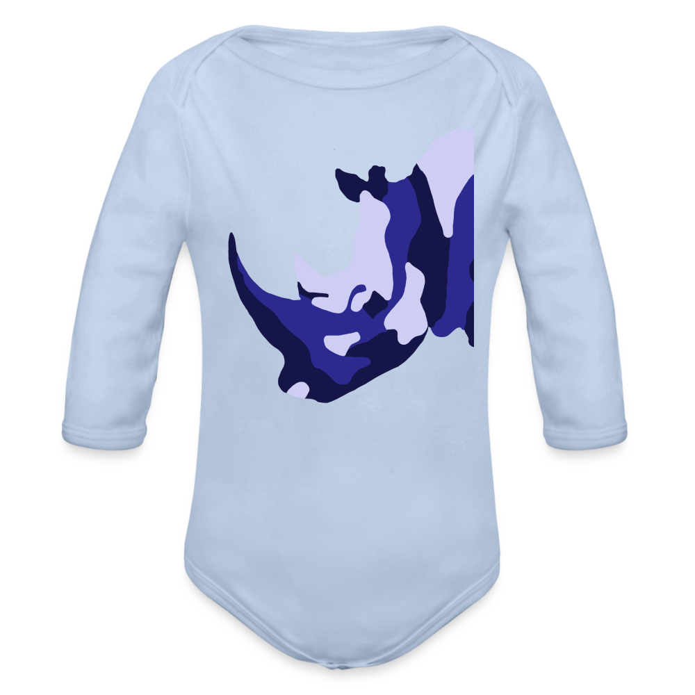 CPK Rhino Organic Long Sleeve Baby Bodysuit - sky