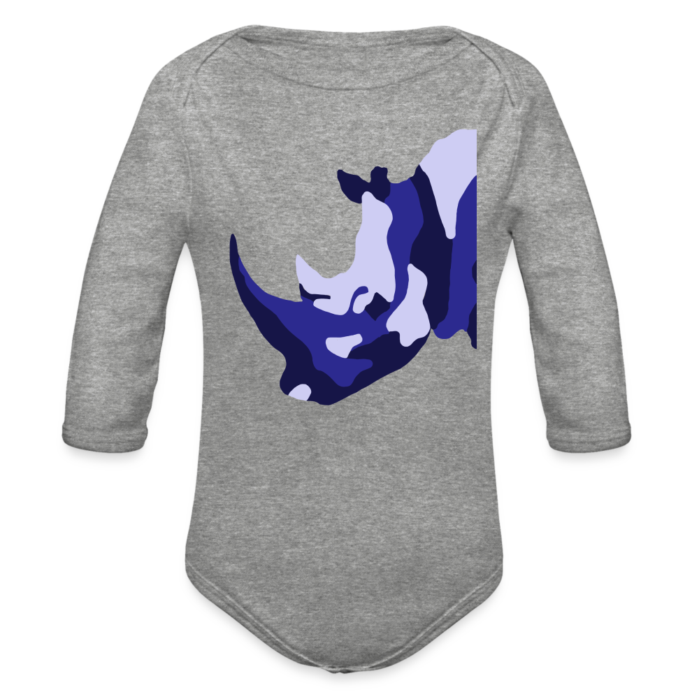 CPK Rhino Organic Long Sleeve Baby Bodysuit - heather grey