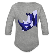 CPK Rhino Organic Long Sleeve Baby Bodysuit - heather grey