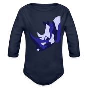 CPK Rhino Organic Long Sleeve Baby Bodysuit - dark navy