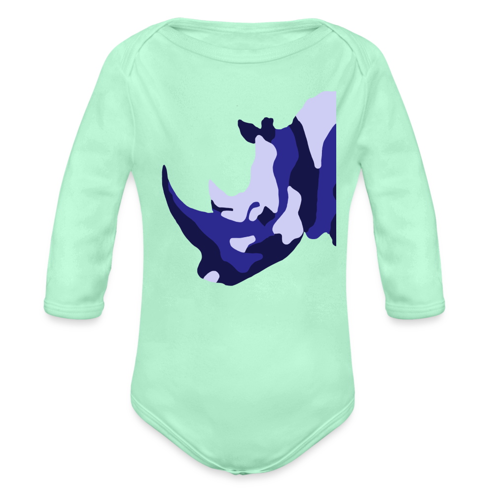 CPK Rhino Organic Long Sleeve Baby Bodysuit - light mint
