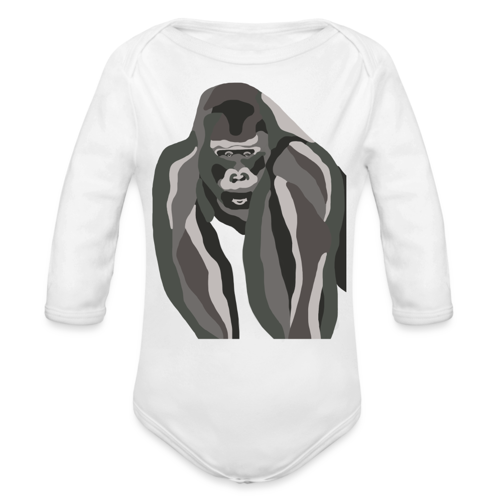 Gorilla Organic Long Sleeve Baby Bodysuit - white