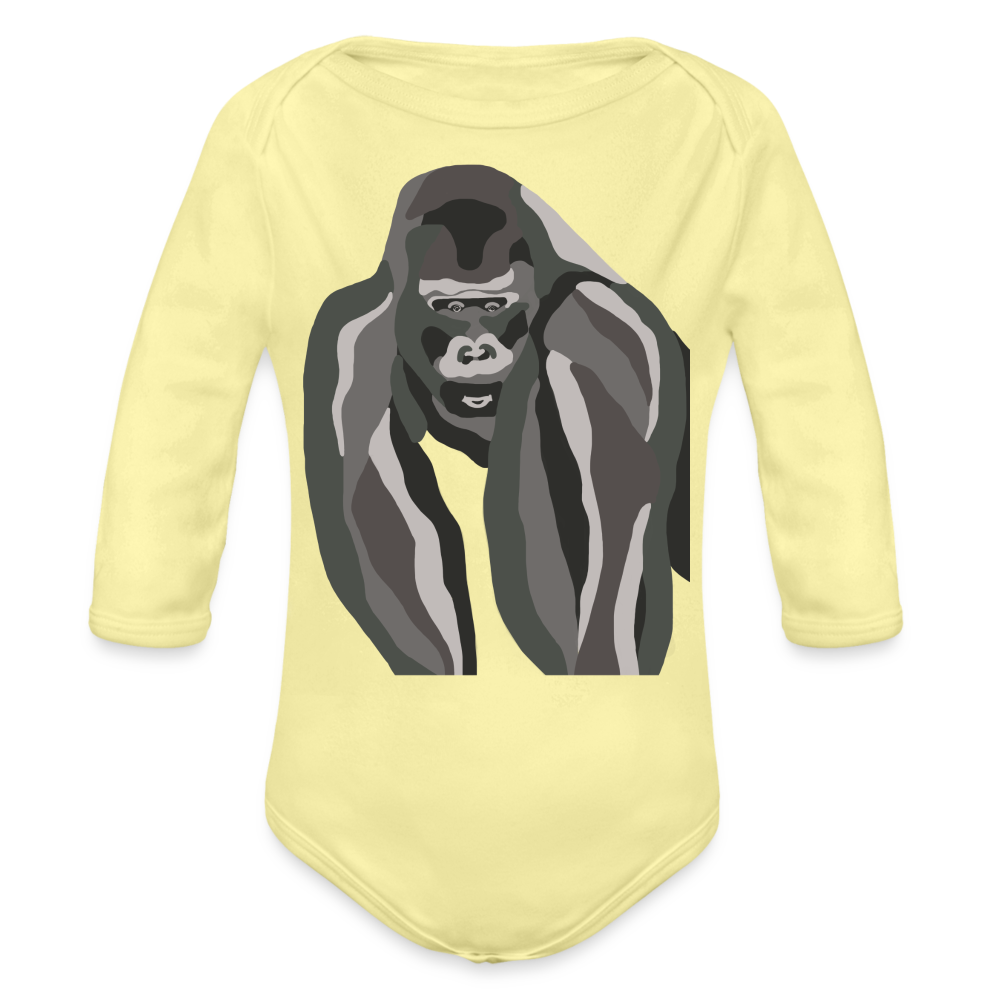 Gorilla Organic Long Sleeve Baby Bodysuit - washed yellow
