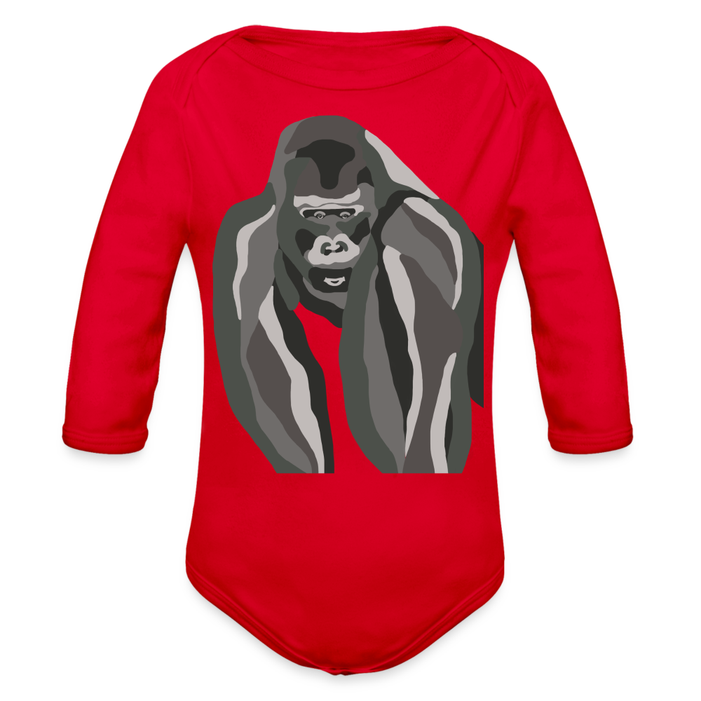 Gorilla Organic Long Sleeve Baby Bodysuit - red