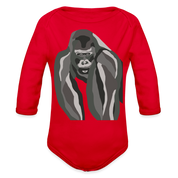 Gorilla Organic Long Sleeve Baby Bodysuit - red