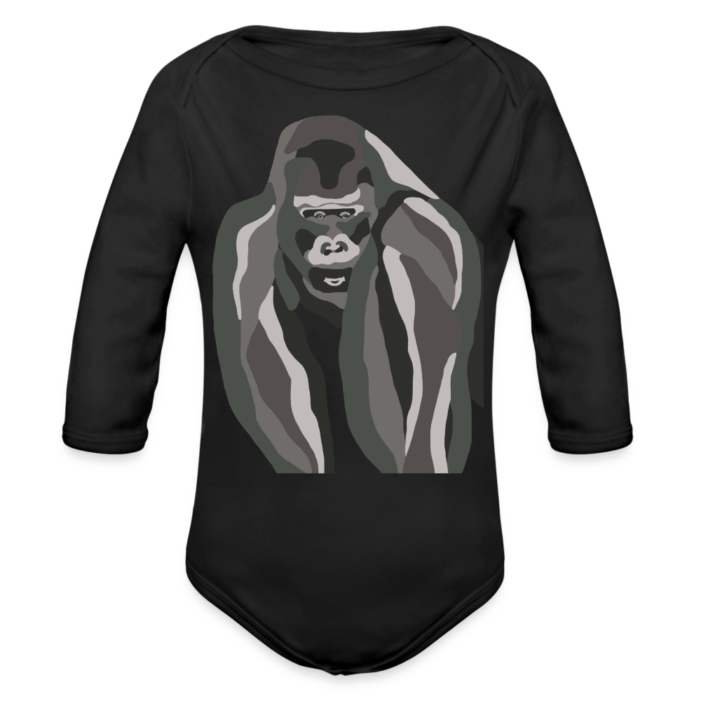 Gorilla Organic Long Sleeve Baby Bodysuit - black