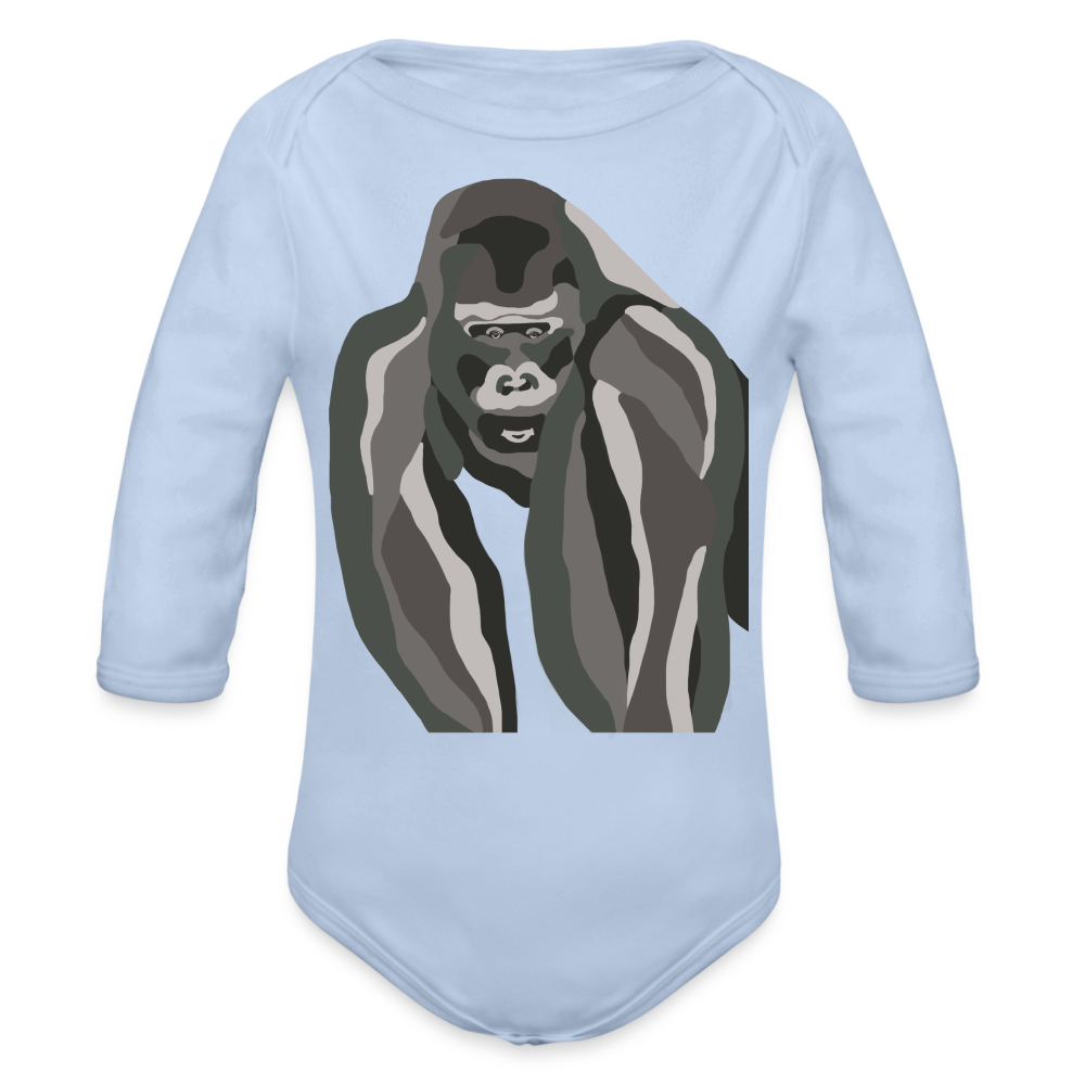 Gorilla Organic Long Sleeve Baby Bodysuit - sky