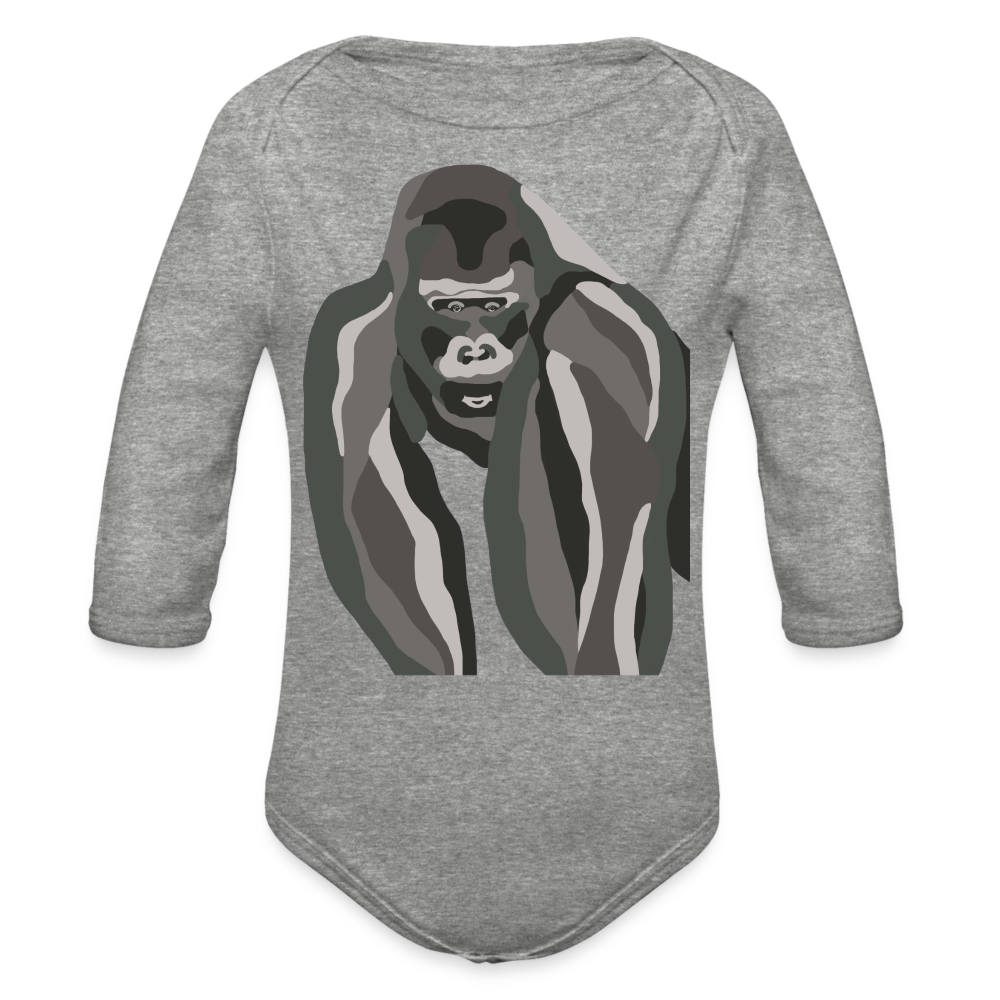 Gorilla Organic Long Sleeve Baby Bodysuit - heather grey