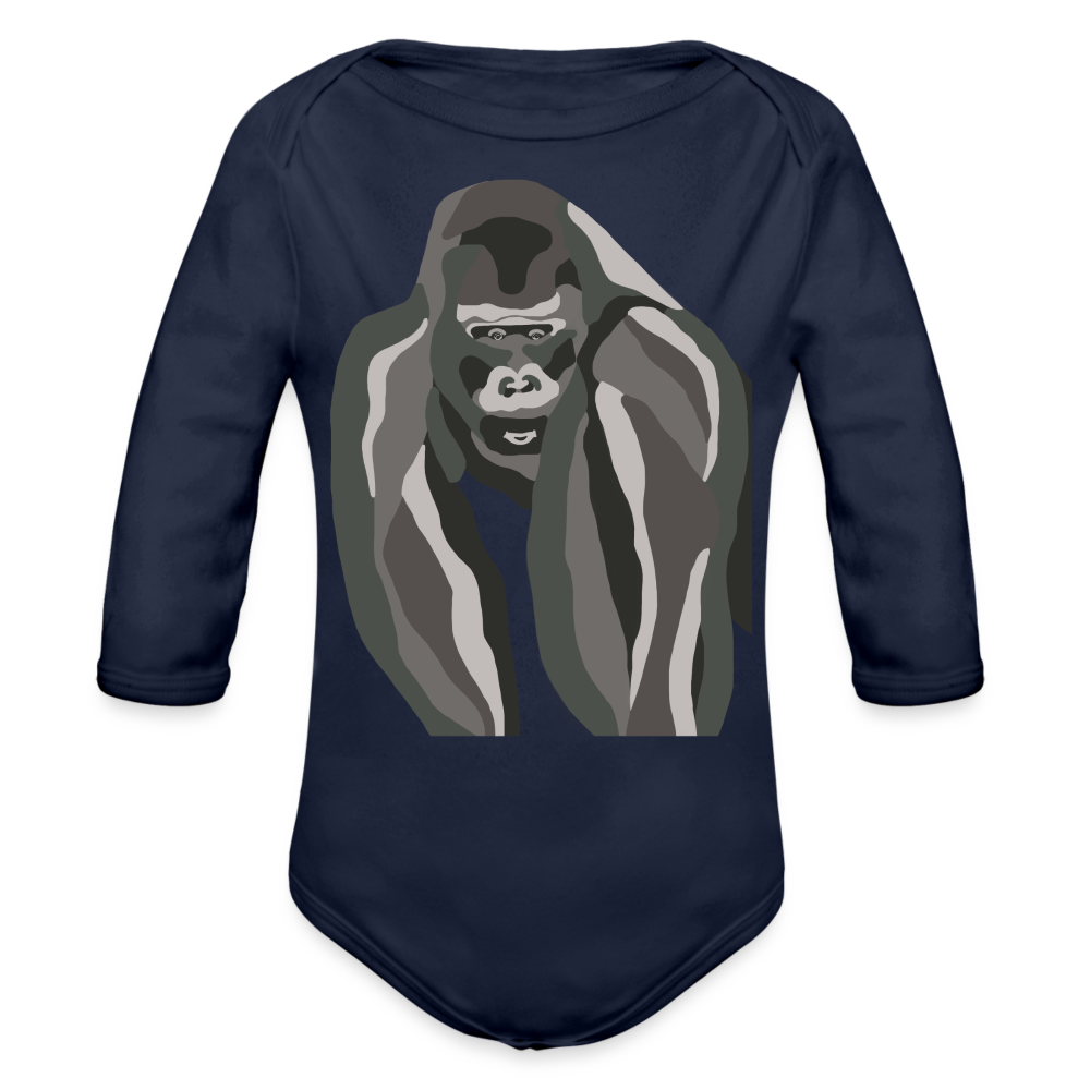 Gorilla Organic Long Sleeve Baby Bodysuit - dark navy