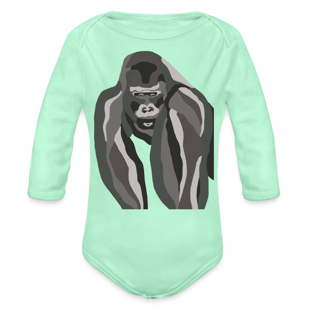 Gorilla Organic Long Sleeve Baby Bodysuit - light mint