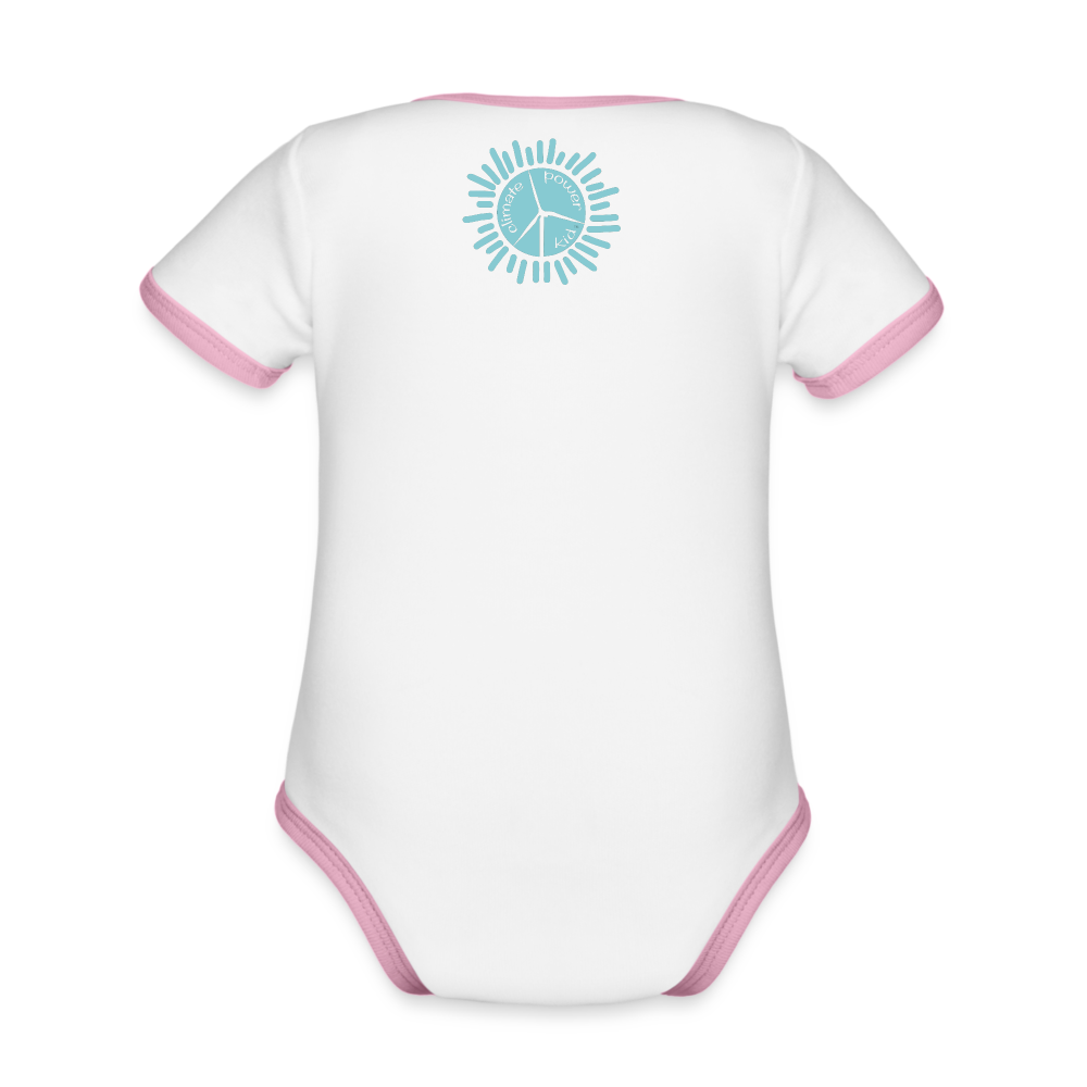 Pink Rhino Organic Contrast Short Sleeve Baby Bodysuit - white/pink