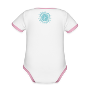 Pink Rhino Organic Contrast Short Sleeve Baby Bodysuit - white/pink
