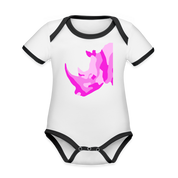 Pink Rhino Organic Contrast Short Sleeve Baby Bodysuit - white/black