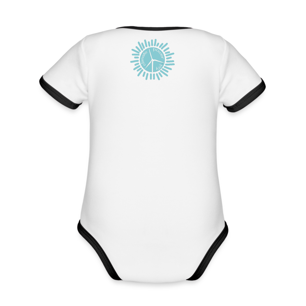Pink Rhino Organic Contrast Short Sleeve Baby Bodysuit - white/black