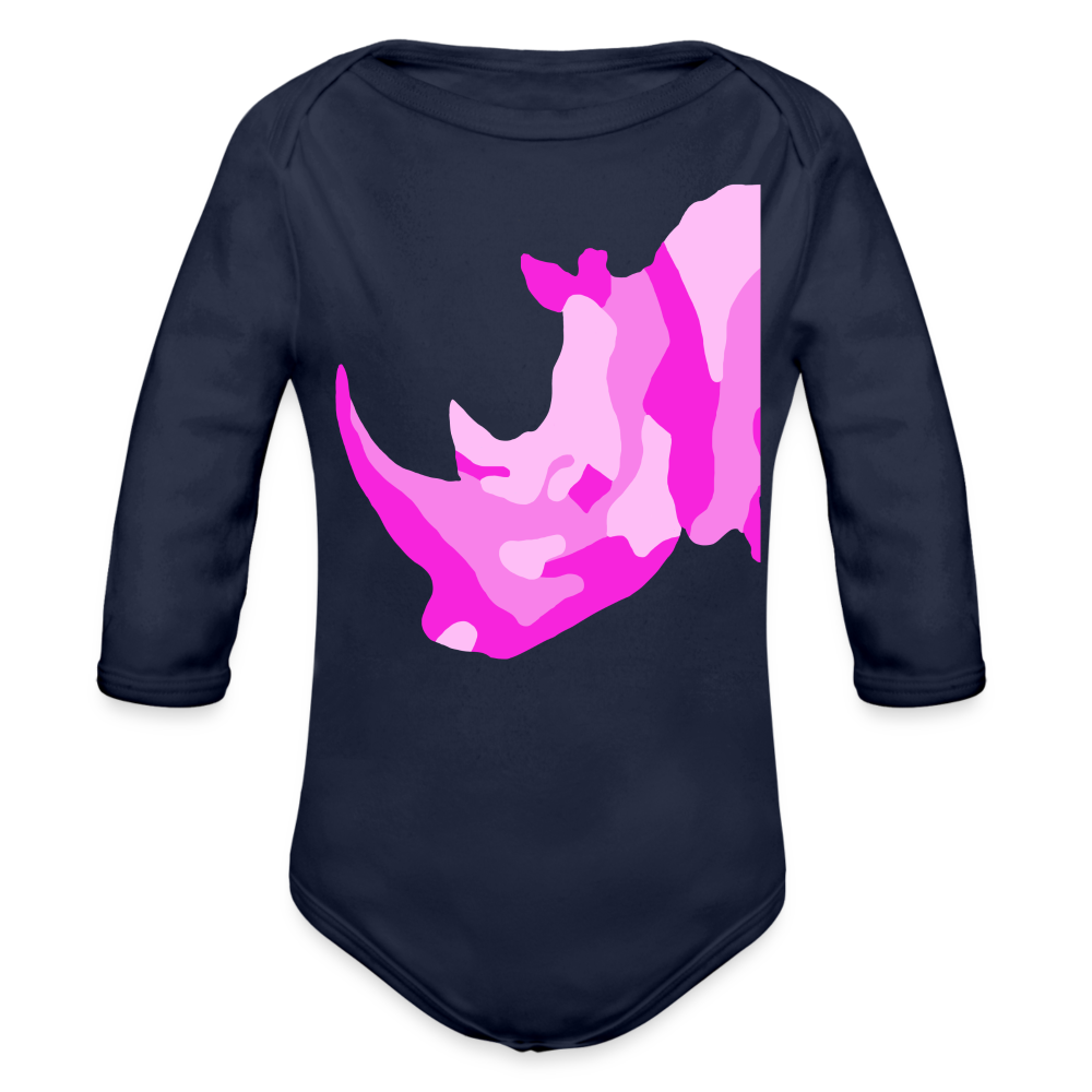 Rhino Organic Long Sleeve Baby Bodysuit - dark navy