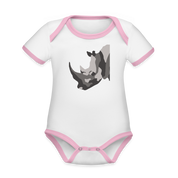 Rhino Organic Contrast Short Sleeve Baby Bodysuit - white/pink