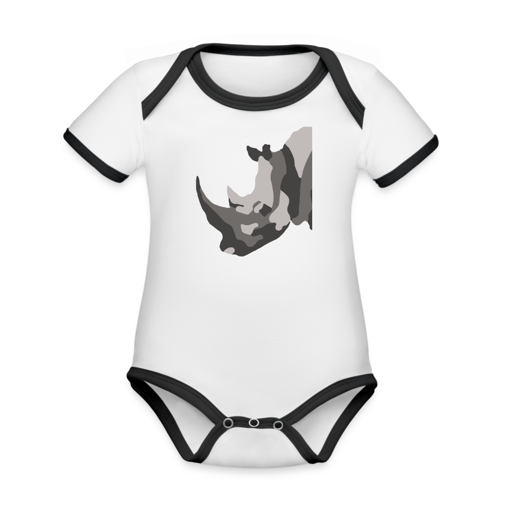 Rhino Organic Contrast Short Sleeve Baby Bodysuit - white/black