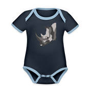 Rhino Organic Contrast Short Sleeve Baby Bodysuit - navy/sky