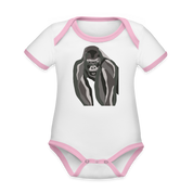 Gorilla Organic Contrast Short Sleeve Baby Bodysuit - white/pink