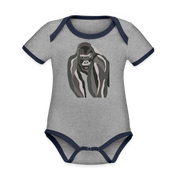 Gorilla Organic Contrast Short Sleeve Baby Bodysuit - heather gray/navy