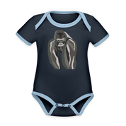 Gorilla Organic Contrast Short Sleeve Baby Bodysuit - navy/sky