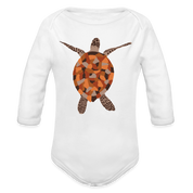 Turtle Organic Long Sleeve Baby Bodysuit - white