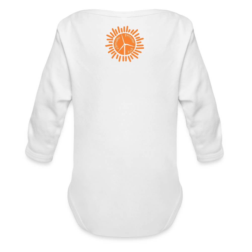 Turtle Organic Long Sleeve Baby Bodysuit - white