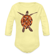 Turtle Organic Long Sleeve Baby Bodysuit - washed yellow