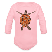 Turtle Organic Long Sleeve Baby Bodysuit - light pink