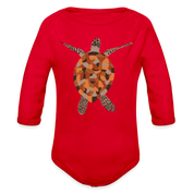 Turtle Organic Long Sleeve Baby Bodysuit - red
