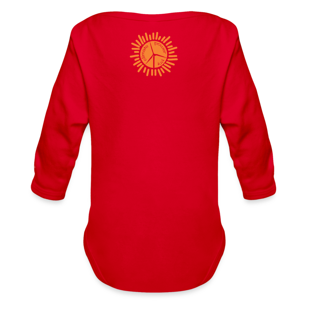 Turtle Organic Long Sleeve Baby Bodysuit - red